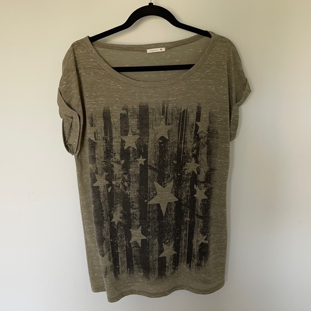 Womens print rolled sleeve tee